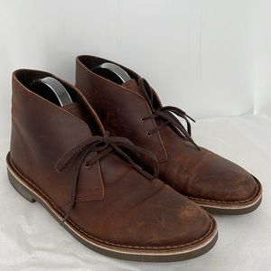Clarks 15522‎ Mens Size 11.5 M Chukka Desert Boots Brown Leather Boot 2 Eye